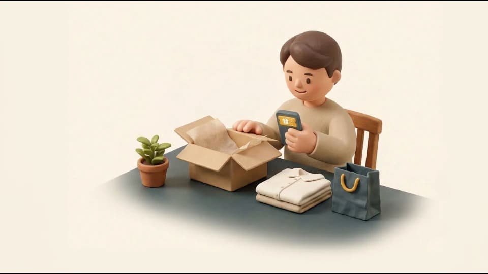 A customer opens an online order and checks a reward on their phone.
